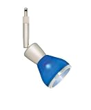 Alfa Lighting SP328M-STN-BLU Gemini Quick Jack Directional Low Voltage MR16 Lampholder - Satin Nickel with Mini Dome G28M Blue Glass