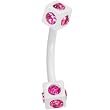 16 Gauge White Pink Gem Square Eyebrow Ring