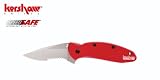 Kershaw Ken Onion Red Scallion Serrated Folding Pocket Knife with Speed Safe by Kershaw