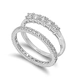 Sterling Silver Wedding Ring Set Ring with Clear CZ Stones