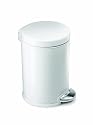 simplehuman Deluxe Mini Round Pedal Bin with White Steel Finish, 3 Litre