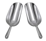 SET OF 2, 12 Oz. (Ounce) Bar Ice Scoop, Dry Bin Scoop, Dry Goods Scoop, Candy Scoop, Spice Scoop, Cast Aluminum