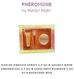 PHEROMONE by Marilyn Miglin Gift Set for WOMEN: SET-EAU DE PARFUM SPRAY 1.7 OZ & GOLDEN BATH SHOWER GEL 1.7 OZ & GOLD DUST POWDER 1 OZ IN A KEEPSAKE BOX