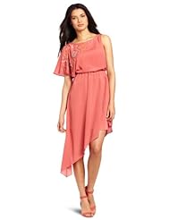 Polyester One Shoulder Embroidered  Dress