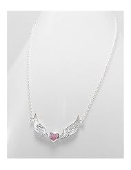 Pink Heart CZ Necklace In 92.5 Sterling Silver