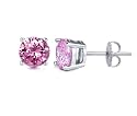 Nickel Free Amazing Pink Diamond Cubic Zirconia Sterling Silver Stud Earrings. 1.00 Carat Each Stone, Total Weight of 2 Carat. Heavy Casting Setting