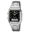 Casio Men's Analog Digital 2 Time Silver Metal Band Watch Model AQ-230A-1D