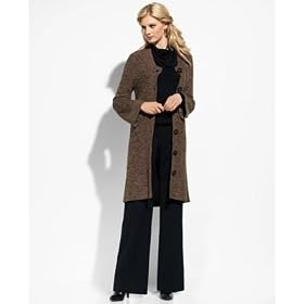 AK Anne Klein Tweed Bell-Sleeve Long Cardigan