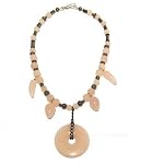 Hematite Necklace 04 Beaded Rose Quartz Donut Drop Black Pink Stone 17
