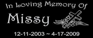 6 x 3 Lazer Gifts Personalized Black Granite Pet Memorial Marker Style Missy