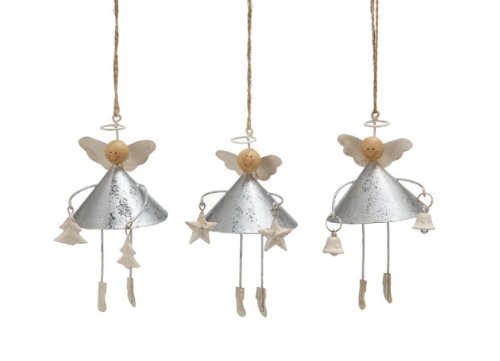 Creative Co-op Tin Cone Angel Ornaments, Set of 3