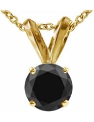 2 CT Black Diamond Solitaire Pendant 14K Gold