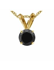 1/2 CT Black Diamond Solitaire Pendant 14K Gold