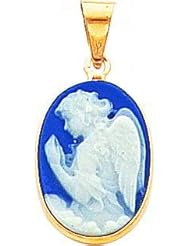 14K Gold Porcelain Angel Cameo Pendant Jewelry New