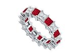 Diamond and Ruby Eternity Band : 14K White Gold - 2.00 CT TGW - Manufacturer by FineJewelryVault