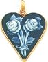 14K Gold Black Heart Flower Cameo Pendant Jewelry