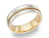 14K Two-Tone Gold Rope Design Wedding Band Ring
