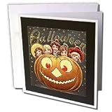 Sandy Mertens Vintage Halloween Designs - Vintage Halloween Jack o Lantern and Children - Greeting Cards-6 Greeting Cards with envelopes