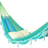 Deluxe Mayan Hammock - Pastel Blue, Turquoise, Soft Green