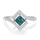 Blue Diamond Rings: Invisibly Set Blue and White Diamond Ring, 14k White Gold, 32 Diamonds! Blue Diamond Rings: Invisibly Set Blue and White Diamond Ring, 14k White Gold, 32 Diamonds!