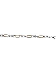 14 Karat Yellow Gold and Silver With Rhodium Finish 7.5" Shiny Diamond Cut Fancy Oval Round Link Bracelet With Pear Shape Clasp