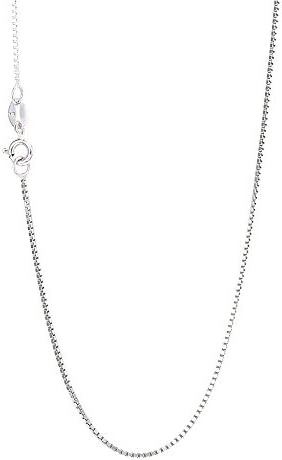 Imuse 18k White Gold plated 925 Sterling Silver 0.8mm Box Chain Necklace 16 inch