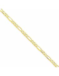 14K Polished Figaro Link Anklet