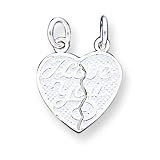 Sterling Silver I Love You 2-piece Break-apart Heart Charm with 20 inch Sterling Silver Chain