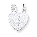 Sterling Silver I Love You 2-piece Break-apart Heart Charm with Two 20 Inch Sterling Silver Chains