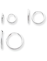 14k White Gold 3 Pair Set Childs Endless Hoop Earrings