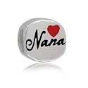Bling Jewelry 925 Sterling Silver Red Heart Nana Bead Charm Pandora Compatible
