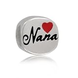 Bling Jewelry 925 Sterling Silver Red Heart Nana Bead Charm Pandora Compatible