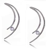14K White Gold Shooting Star Dangle Earrings w Diamonds
