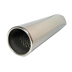 Edelstahl Endrohr zum Anschweissen, Ausf�hrung: 76mm Rund + geb�rdelt, mit Absorber, L�nge 330mm