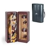 New Harmony Insulated Single-Bottle Wine Case Burgundy w/Tan stripes Elegant Durable Nice Excellent