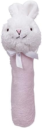 Friendly Pacifier Plush Stick Rattle with Pacifier, Pastel Pink