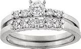 14K White Gold 1/5ctw Diamond Wedding Band (Shown with matching engagement ring)