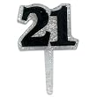 21st Birthday Cupcake Glitter Picks - 12 Picks