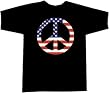 PEACE SIGN - American Flag - Black T-Shirt