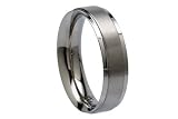 6mm Ridged Dual Finish Titanium Wedding Band (Size 8.5 - 13)