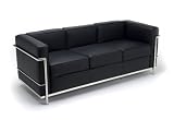 Corbusier 3 seater sofa in black full grain Italian leather