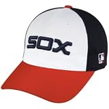 MLB Cooperstown ADULT Chicago WHITE SOX Wht/Navy/Red Hat Cap Adjustable Velcro TWILL Throwback