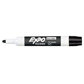 Sanford(R) EXPO2(R) Low-Odor Dry-Erase Markers, Bullet Point, Black, Pack of 12 by Desks