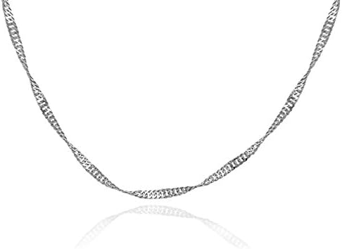 10k White Gold 1.50mm Singapore Chain Necklace (22 Inches)