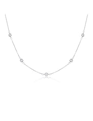Rhodium Plated 925 Sterling Silver Cubic Zirconia Disc-Embedded Rope Necklace-36 S