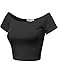 FPT Womens Basic Short Sleeve Off The Shoulder Crop Top