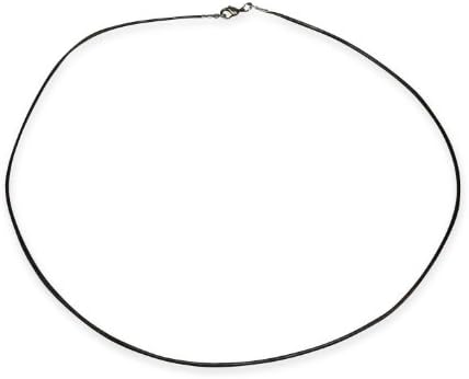 Fine Black Leather Cord Necklace with Gunmetal Clasp - 18 inches
