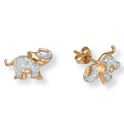 Diamond Accent 10k Elephant Earrings