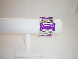 Fashioin BOLD Bracelet Stretch Purple and Silver