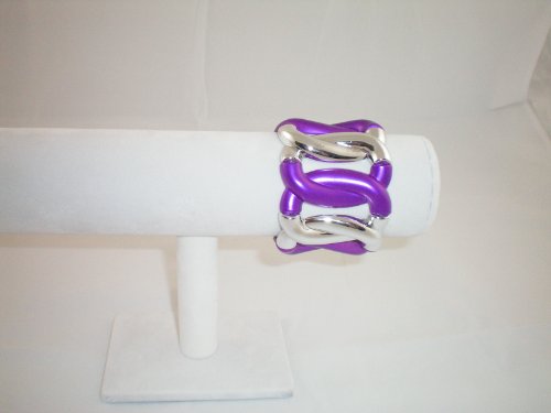 Fashioin BOLD Bracelet Stretch Purple and Silver